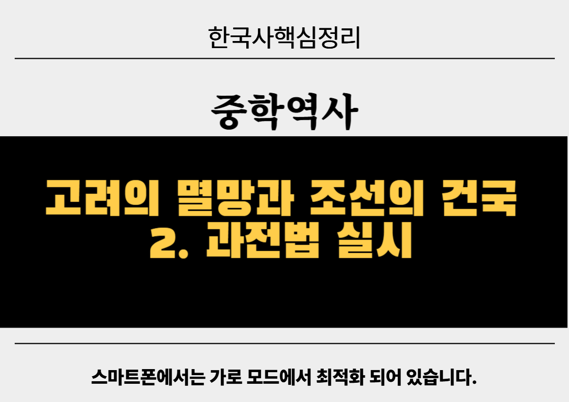 고려의 멸망과 조선의 건국 – 2. 과전법 실시