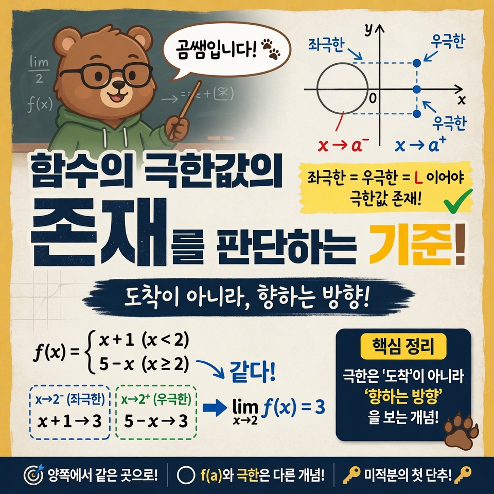 함수의 극한값의 존재 개념 정리 | 좌극한과 우극한이 같아야 하는 이유